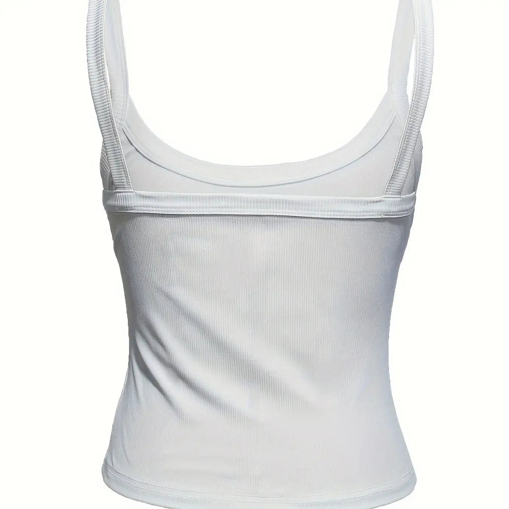 Women's Solid Color Ribbed Knitted Tight Fitting Basic Versatile Camisole Top - SJB-DIAMOND ELITES