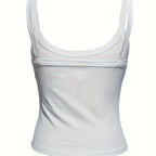 Women's Solid Color Ribbed Knitted Tight Fitting Basic Versatile Camisole Top - SJB-DIAMOND ELITES