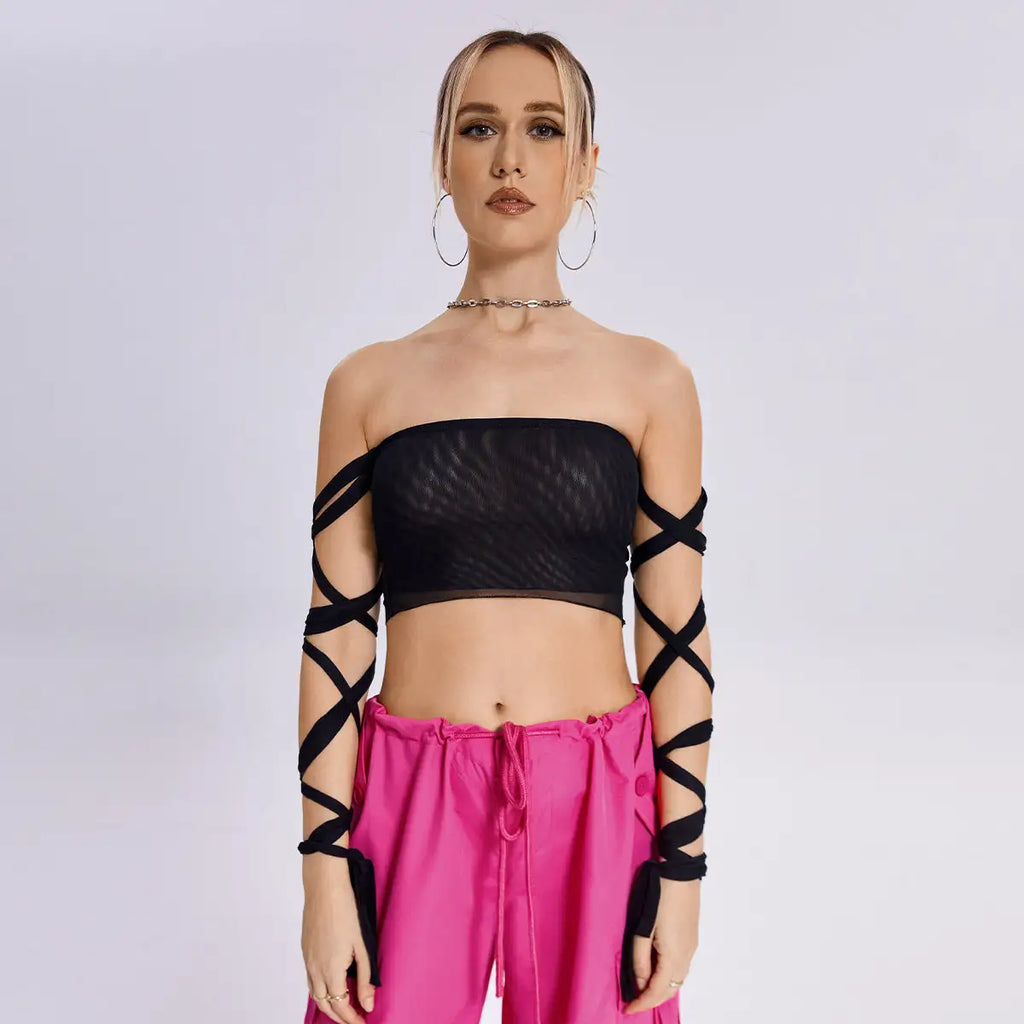 2023 New Style Womens Elastic Cross Arm Solid Color Straps Tank Top Casual Summer Ladies Slim Top - SJB-DIAMOND ELITES