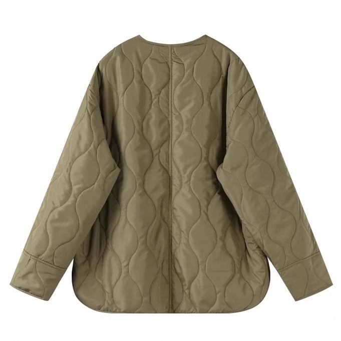 Women's Jacket Loose Round Neck Quilted Jacket Pi-Mart