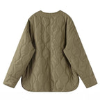 Women's Jacket Loose Round Neck Quilted Jacket Pi-Mart