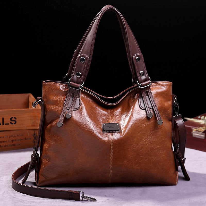 Retro Fashion Tote Casual Soft Leather Shoulder Crossbody Large Capacity Women's Bag Pi-Mart