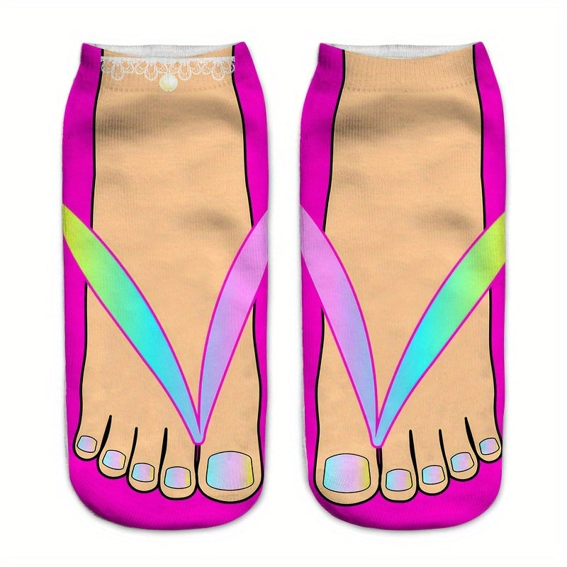 6 Pairs 3D Colorful Toe Slipper Socks, Funny & Trendy Low Cut Ankle Socks, Women's Stockings & Hosiery Lootquake LLC