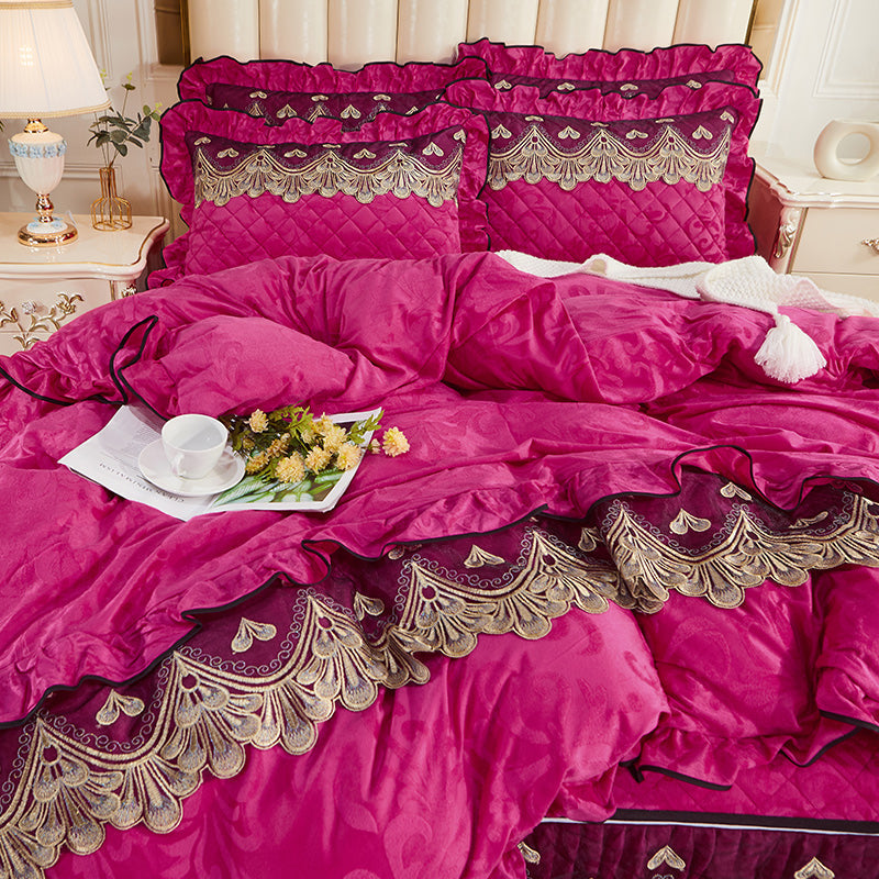 Detachable Bedding Four-piece Duvet Cover Bed Skirt Pi-Mart