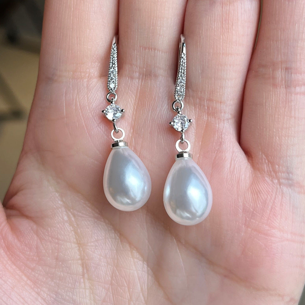 Women's All-match Baroque Drop-shaped Artificial Pearl Earrings Pi-Mart