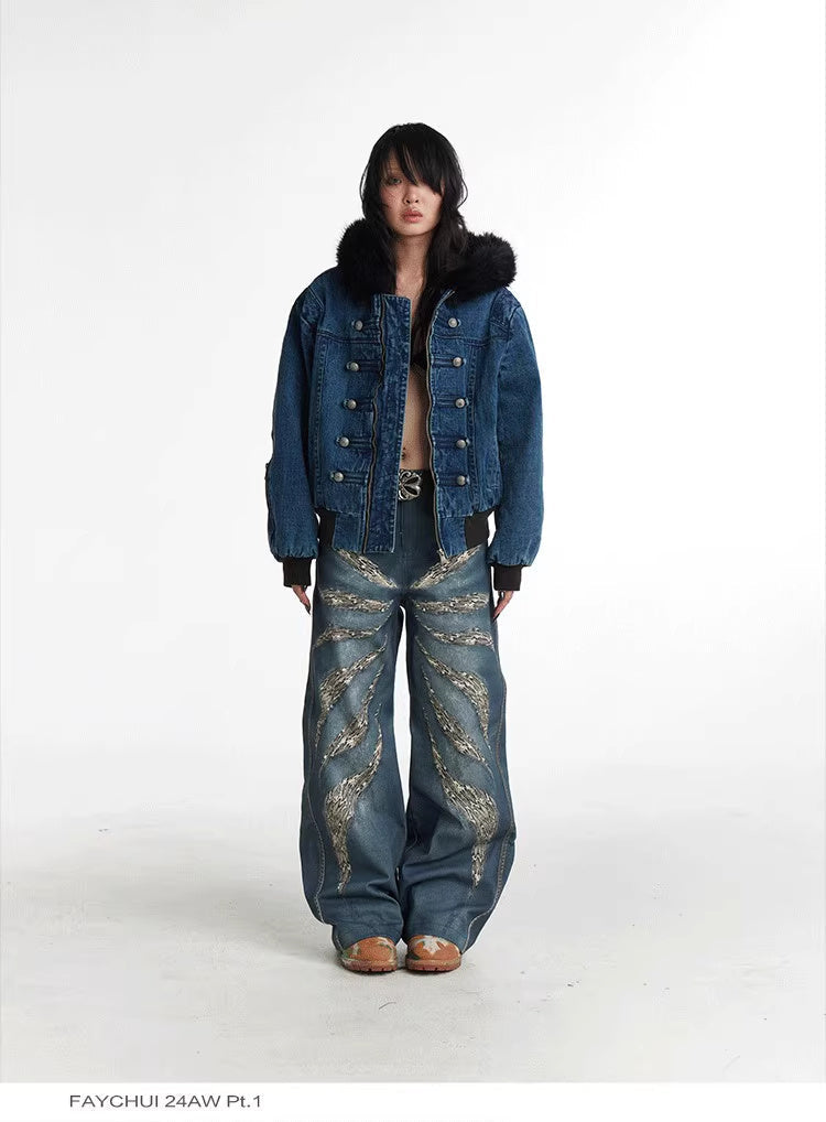 Original Digital 3D Full Printed Leopard Print Loose Jeans Lootquake LLC