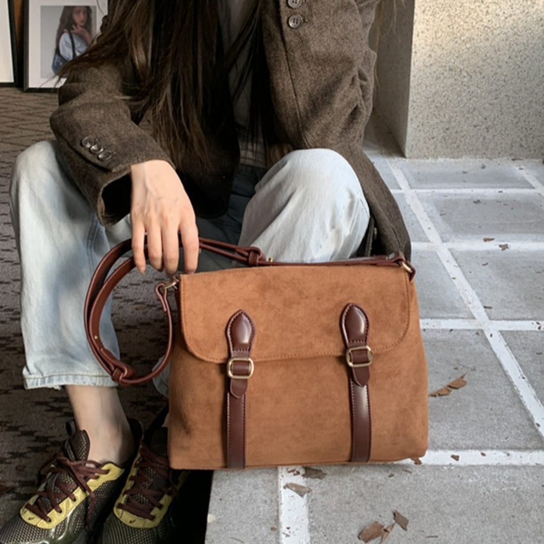 Mailman bag female, suede retro matte crossbody, shoulder crossbody bag - SJB-DIAMOND ELITES