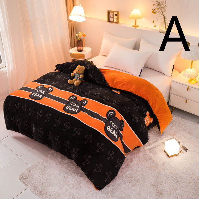 Thick Coral Fleece Double Plush Duvet Cover Pi-Mart