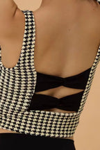 Crisscross Back Houndstooth Active Bra