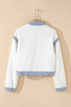 Solid Contrast Trim Buttoned Sherpa Jacket THRIXINE