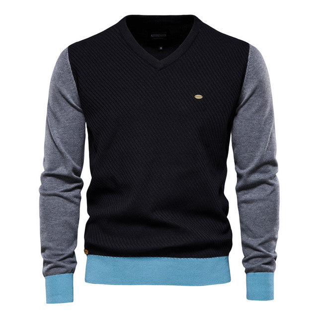 Spliced Cotton Men's Sweater Pi-Mart