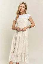 ADORA Smocked Floral Ruffled Hem Cami Dress