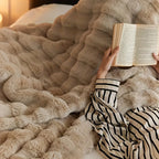 1pc Solid Color Thickened Blanket Warm Faux Rabbit Fur Plush Blanket, Bed Blanket, Office Blanket, Air Conditioning Blanket