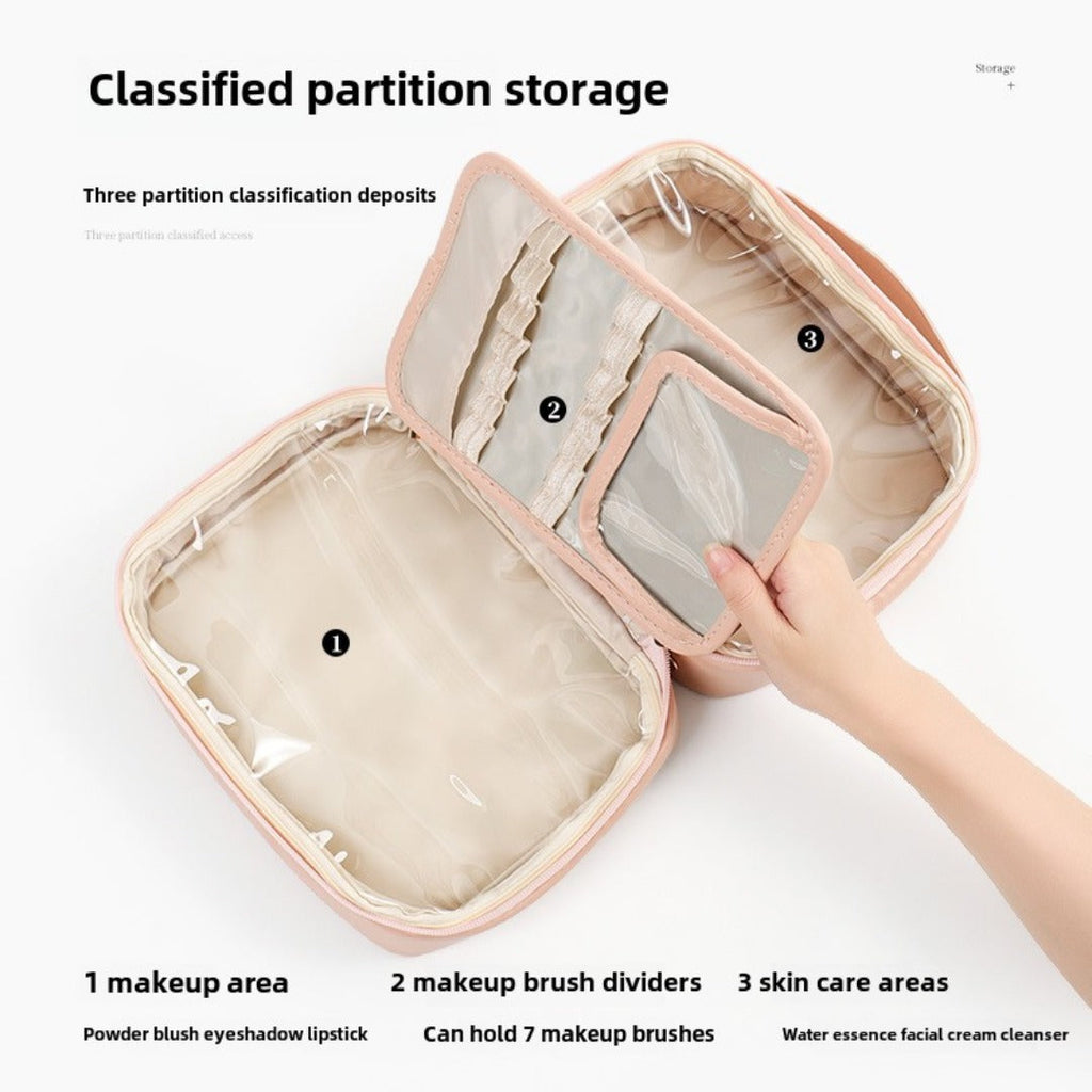 Makeup Bag Organizers, PU Square Portable Cosmetic Bag, Cosmetic Storage Bag, Portable Travel Large-capacity Wash Bag, Makeup Bag with Compartments, - SJB-DIAMOND ELITES