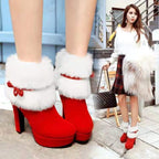 Plush Winter Boots Shoes High Heel Party Shoes