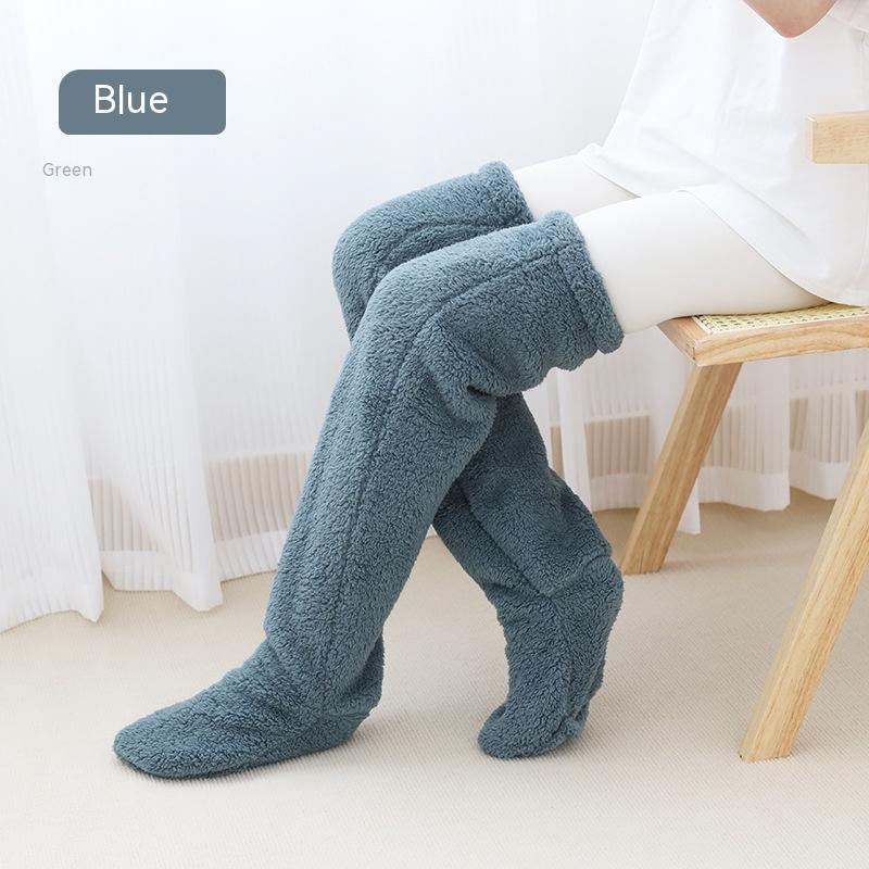 Over Knee High Fuzzy Long Socks Winter Warm Cold Leg Knee Joint Cold-proof Stockings Home Floor Sleeping Socks Pi-Mart