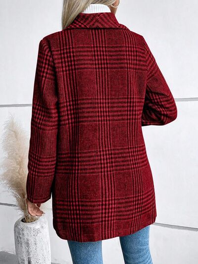 Women's Plaid Collared Neck Buttoned Long Sleeve Jacket – Classic & Lightweight Outerwear for Everyday Wear Stevvex