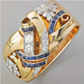 Retro Hollow Ring European And American Exaggerated Flower-shaped Zircon Pi-Mart