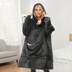 1pc, Soft And Comfortable Large Pocket Hooded Blanket, Exquisite Design, Warm Wearable Blanket For Sofa Living Room Bed Indoor And Outdoor