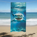 1pc Quick-Dry Microfiber Beach Towel with Vivid Deep-Sea Shark Design - Lightweight, Sand-Resistant, Perfect for Beach, Camping & Hiking - Ideal Gift for Shark Enthusiasts, Beach Blanket Lootquake LLC
