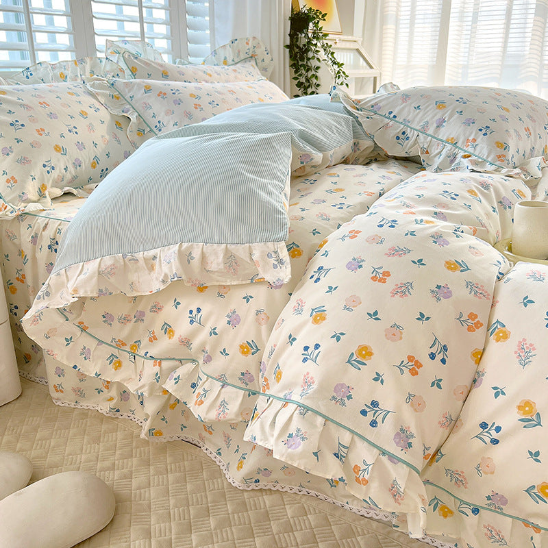 Bed Skirt Model Cotton Bedding Four-piece Set Sheet Quilt Cover Pi-Mart