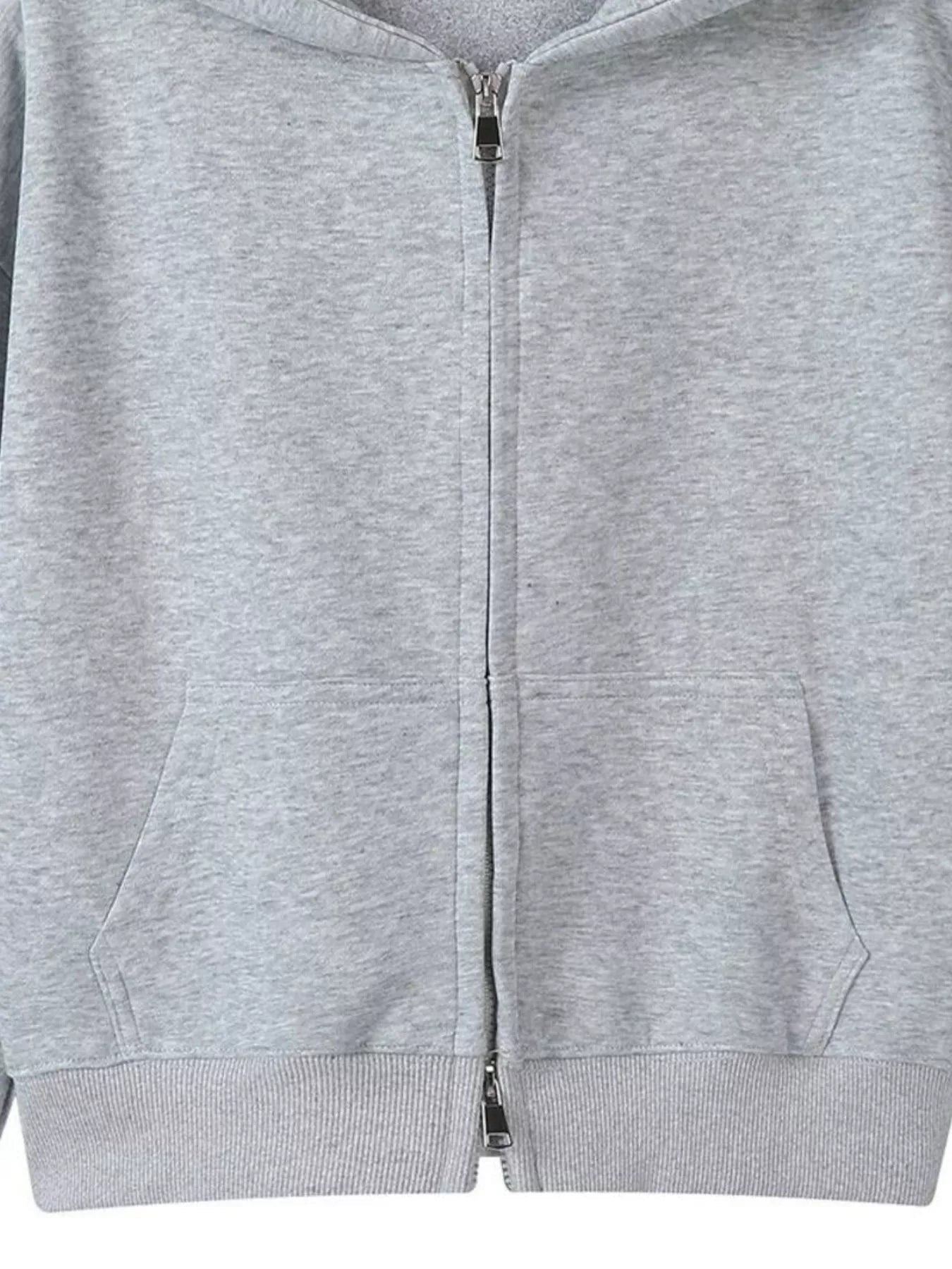 Full Size Casual Zip-Up Long Sleeve Hoodie Plus Size THRIXINE