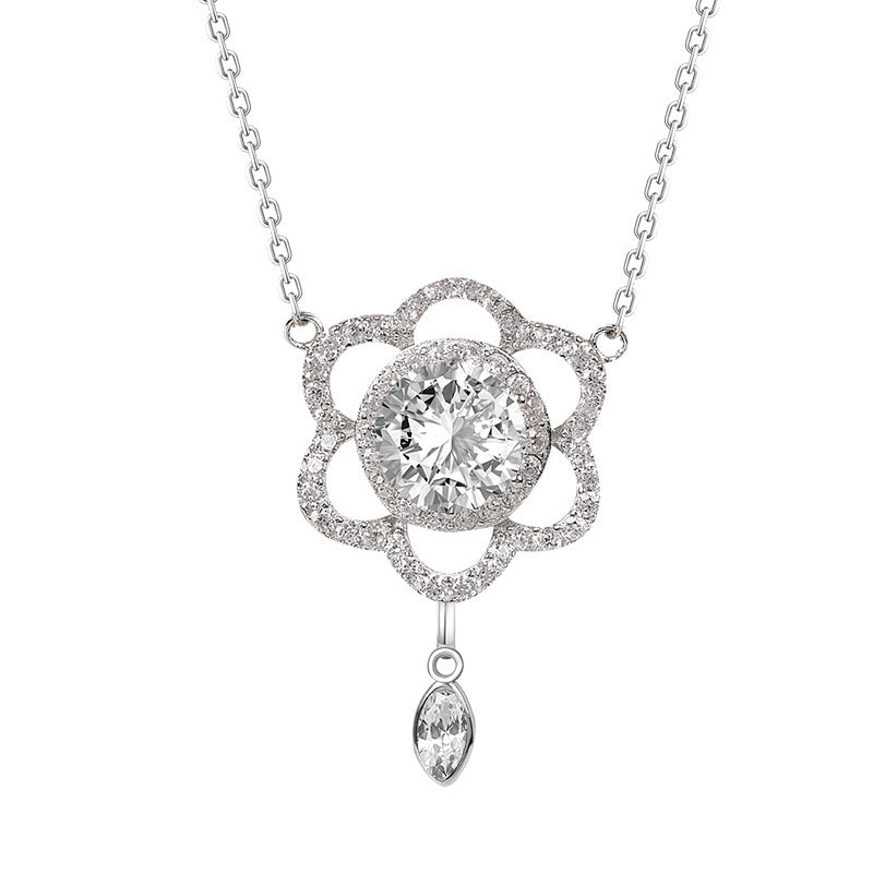 S925 Silver Fashion Design Inlaid Zirconium Diamond Necklace For Women Pi-Mart