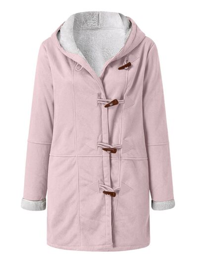 Full Size Pocketed Long Sleeve Hooded Toggle Jacket – Stylish & Functional Outerwear for Women Stevvex