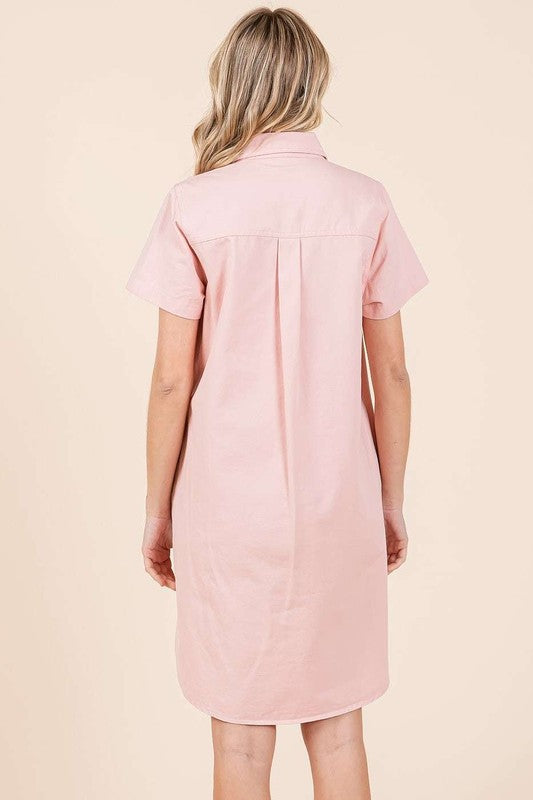 New Button Detail Collared Neck Short Sleeve Shirt Dress For Women – Chic, Trendy, Casual, Unique, Versatile & Classic Elegance Stevvex
