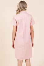 New Button Detail Collared Neck Short Sleeve Shirt Dress For Women – Chic, Trendy, Casual, Unique, Versatile & Classic Elegance Stevvex
