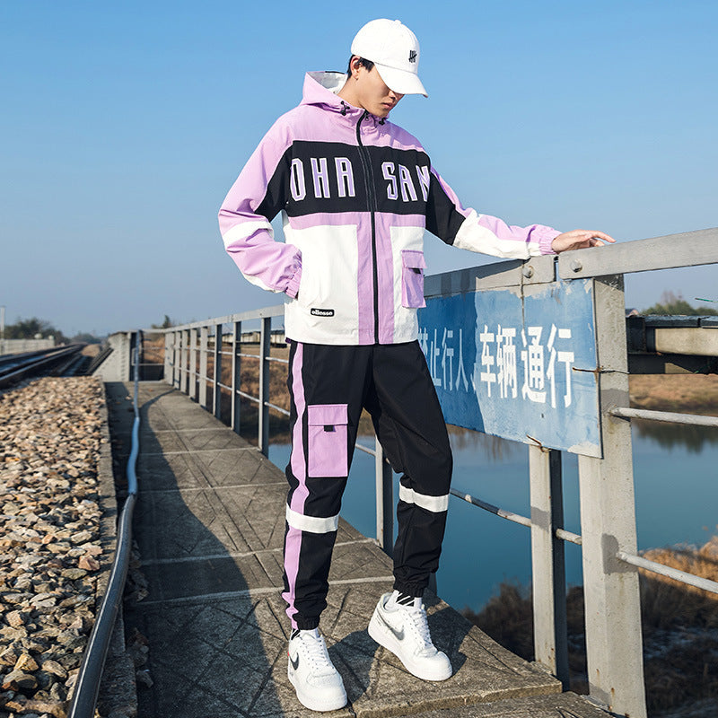 Youth Hip Hop Two-piece Student Hooded Fashion Long Sleeve Sweatshirt Jacket Pi-Mart