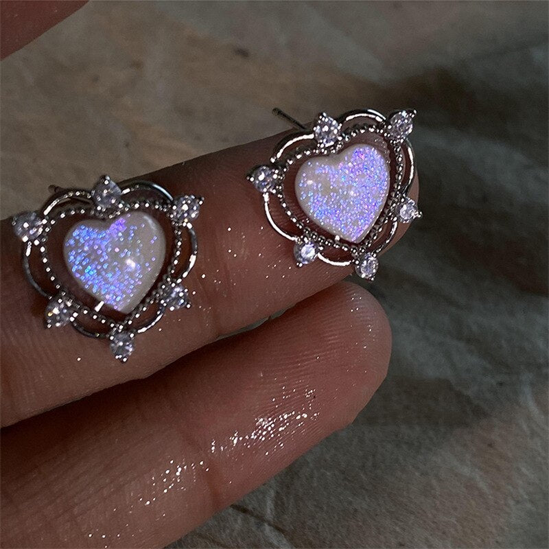 Peach Heart Stud Earrings Pi-Mart