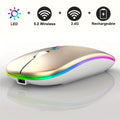 Wireless Rechargeable LED Backlit Gaming Mouse with 2.4G/5.2G Dual Mode, Ultra-Thin, Silent, Universal Compatibility for Laptops, Desktops, and Tablets Lootquake LLC