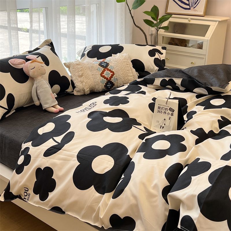 Washed Cotton Bed Sheet Quilt Cover Four-piece Set Pi-Mart