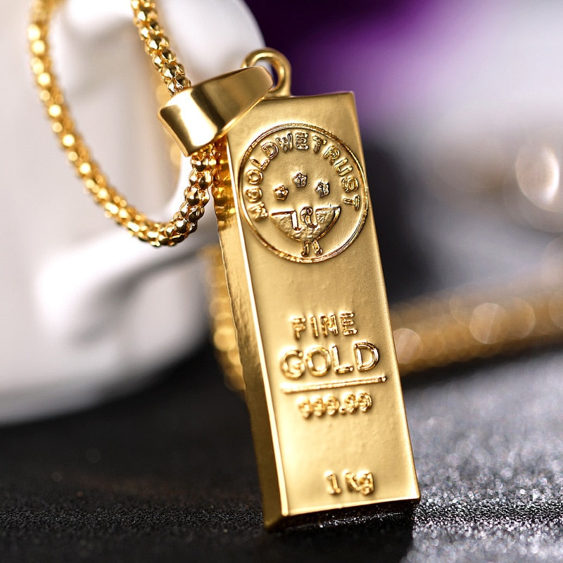Gold Color Bar Necklace Pi-Mart
