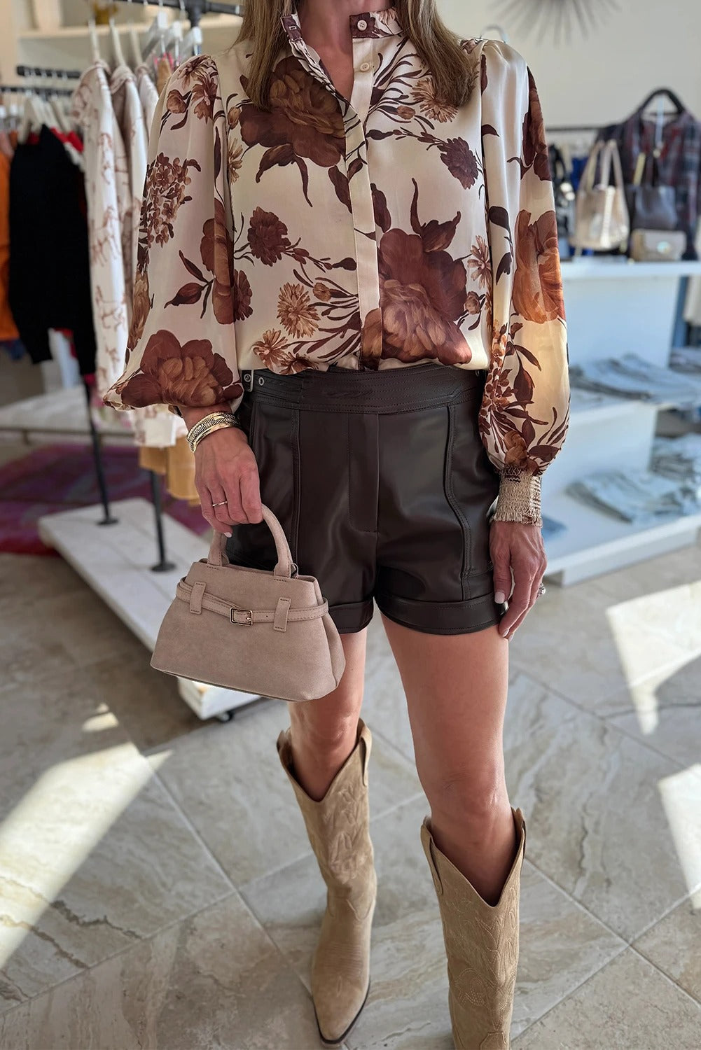 Women's Printed Long-sleeve Lapel Casual Shirt Pi-Mart