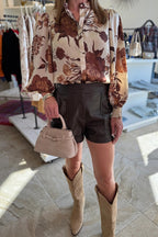 Women's Printed Long-sleeve Lapel Casual Shirt Pi-Mart