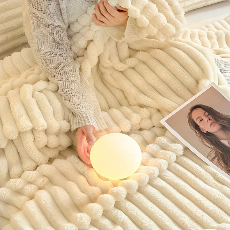 1pc Cozy Double-Sided 3D Rabbit Hair Blanket - Soft, Warm, and Fuzzy for Snuggling Up - Perfect for Office, Outdoor Camping, Sofa, and Gift Giving Lootquake LLC