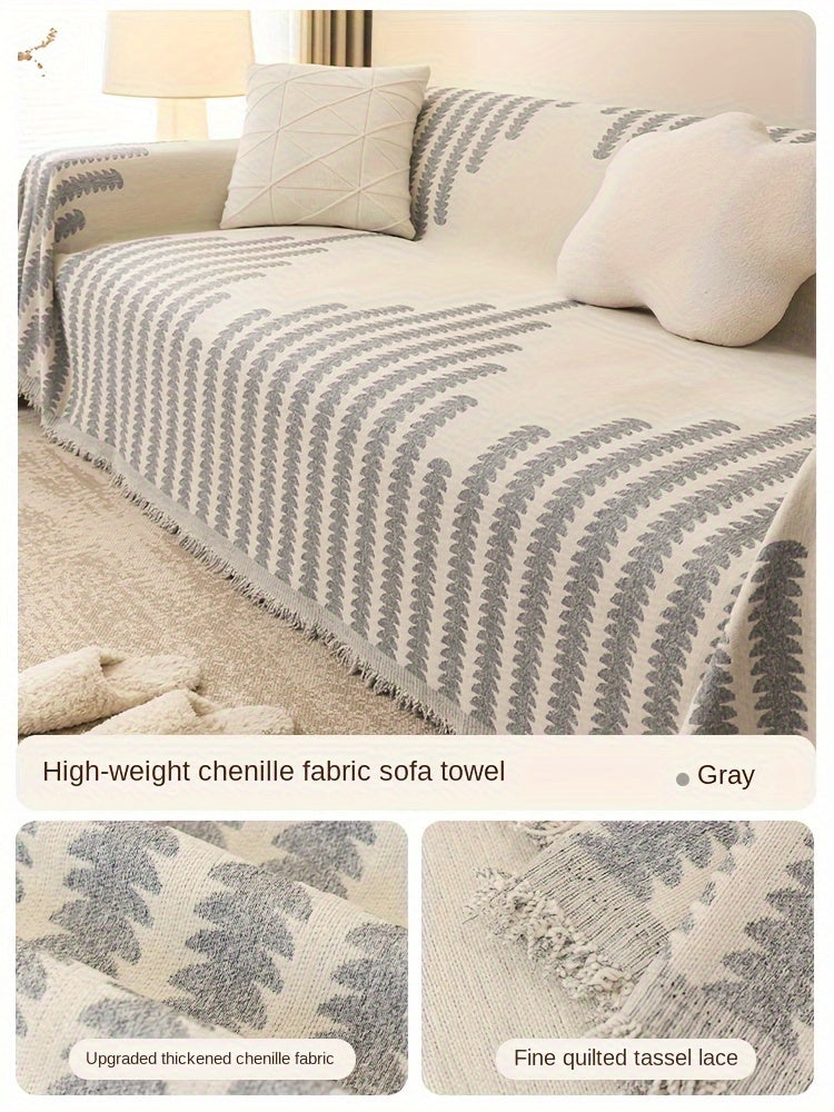 1pc Soft Chenille Sofa Protector - All-Season Universal Fit, Anti-Cat Scratch, Stain-Resistant, Plush Throw Blanket, Living Room and Bedroom Decor Essential - Easy Care, Machine Washable, and Durable Lootquake LLC