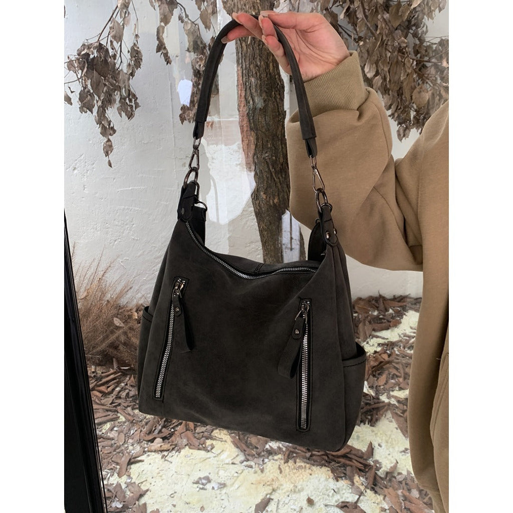 Vintage large capacity hobo bag for women, women's fashion tote bag, textured portable commuter bag - SJB-DIAMOND ELITES