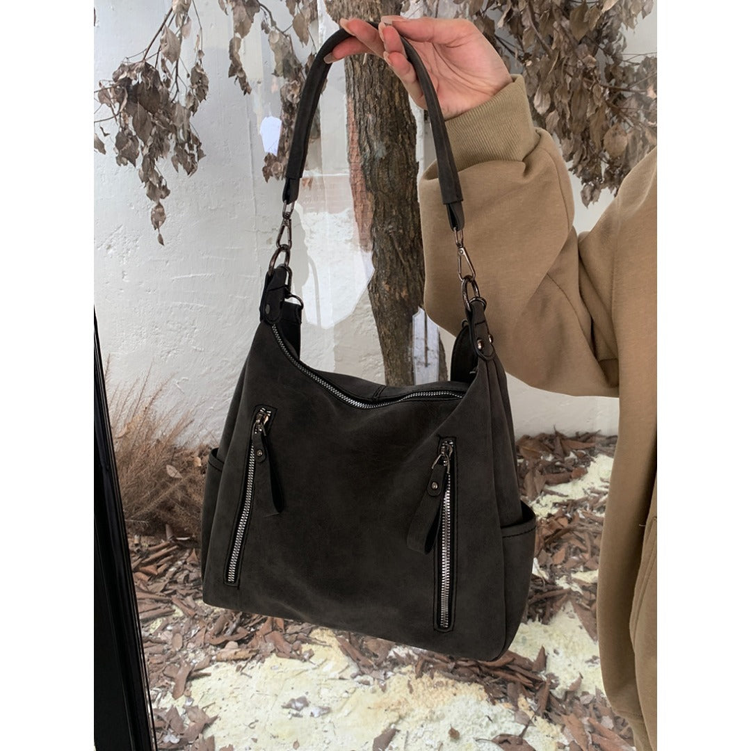 Vintage large capacity hobo bag for women, women's fashion tote bag, textured portable commuter bag - SJB-DIAMOND ELITES