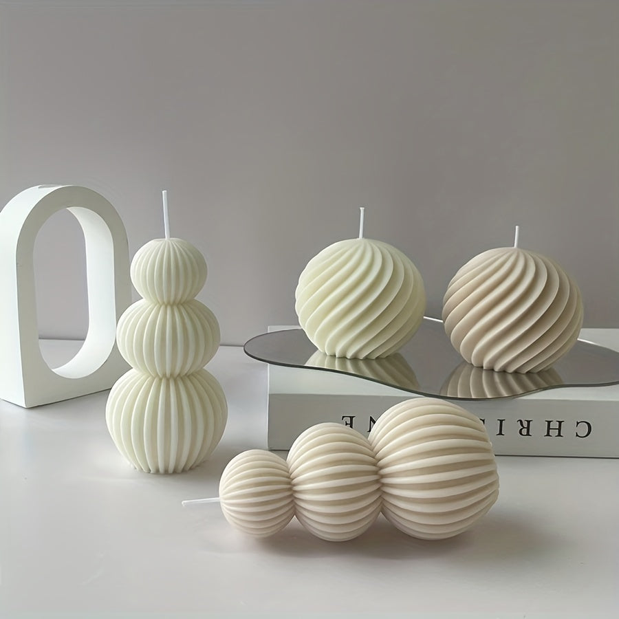 Romantic Wave Sphere Scented Candle - Sandalwood Aroma, Geometric Design for Home Decor, Perfect for Valentine's Day & Special Occasions Lootquake LLC