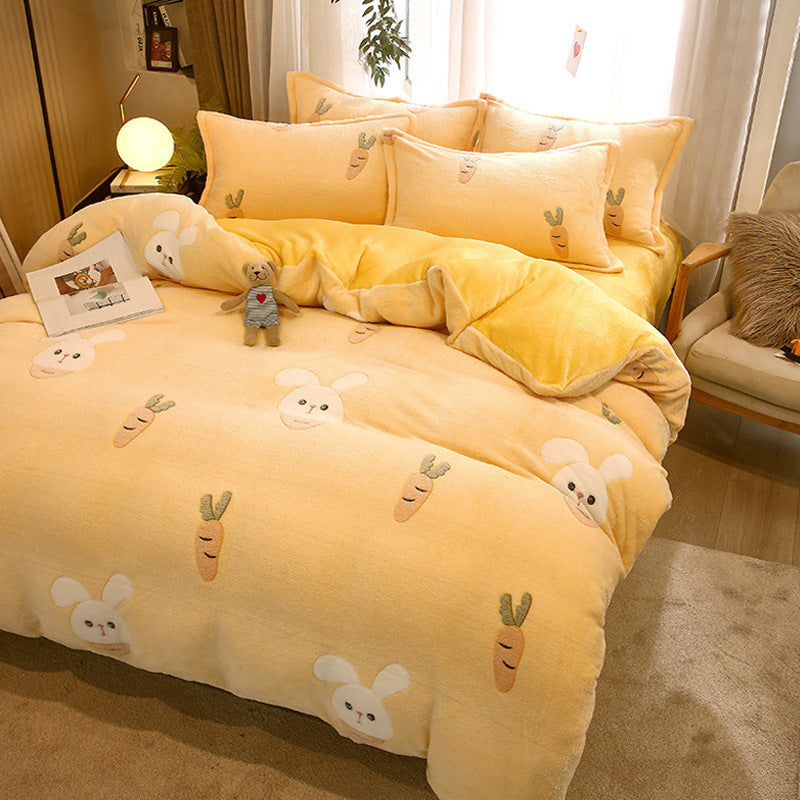Milk Duvet Set Single Thickened Double Sided Duvet Cover Pi-Mart