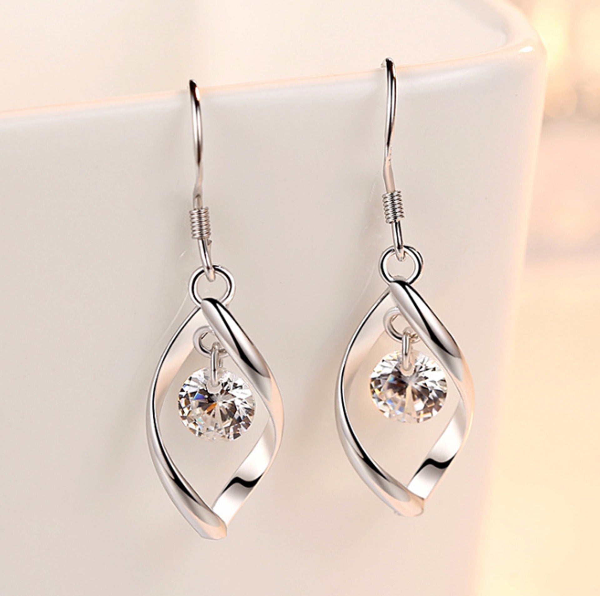 Zircon Reduction Silver Earrings Pi-Mart