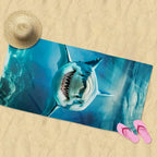 1pc Quick-Dry Microfiber Beach Towel with Vivid Deep-Sea Shark Design - Lightweight, Sand-Resistant, Perfect for Beach, Camping & Hiking - Ideal Gift for Shark Enthusiasts, Beach Blanket Lootquake LLC