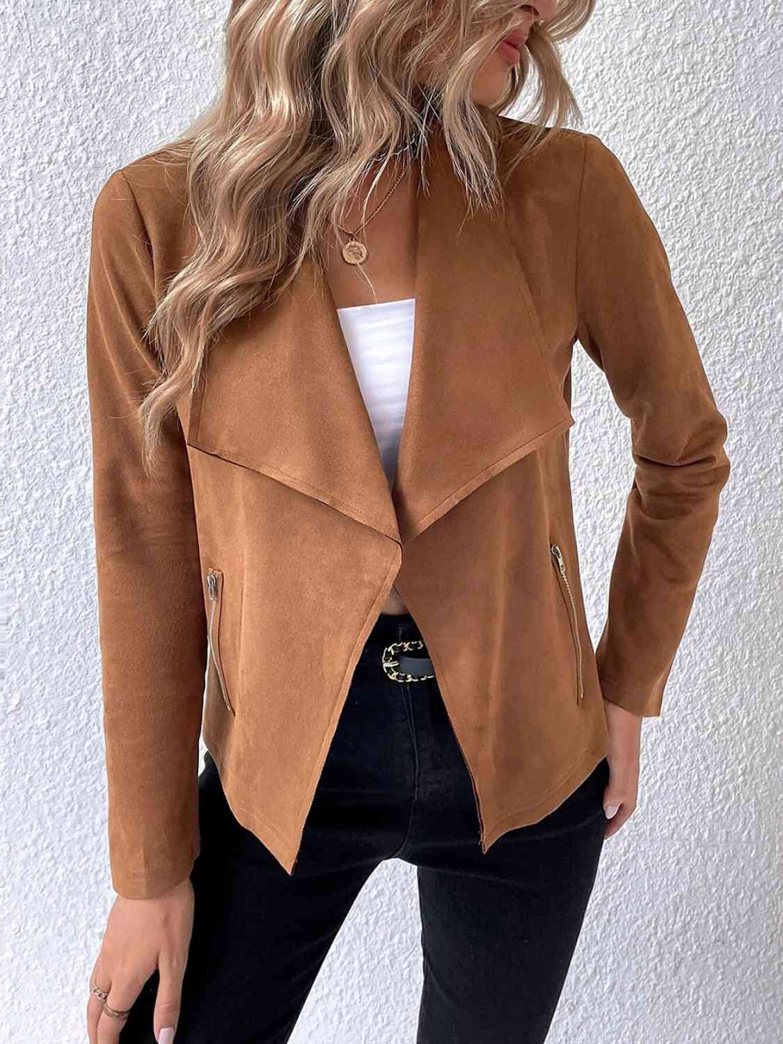 Classic Minimalist Collared Long Sleeve Jacket for Women – Minimalist & Lightweight Everyday Outerwear Stevvex