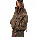 American-style Fake Two-piece Suede Bomber Jacket Cotton-padded Jacket Pi-Mart