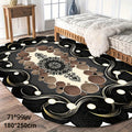 Imitation Cashmere Black Pattern Tan Spotted Oval Floor Mat Large Area Full Padded Premium Light Luxury Premium Sense Carpet Living Room Tea Table Blanket Room Bedside Thickened Household Floor Mat For Hotel Lootquake LLC