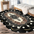 Imitation Cashmere Black Pattern Tan Spotted Oval Floor Mat Large Area Full Padded Premium Light Luxury Premium Sense Carpet Living Room Tea Table Blanket Room Bedside Thickened Household Floor Mat For Hotel Lootquake LLC