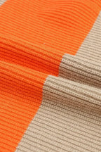 Orange Colorblock Ribbed Knit Cardigan